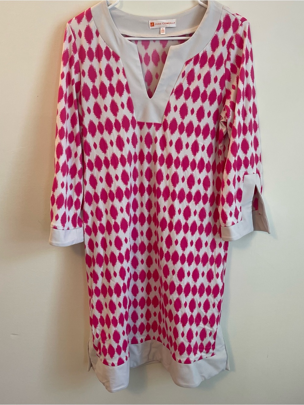 Jude Connally Pink & White Ikat Shift Dress